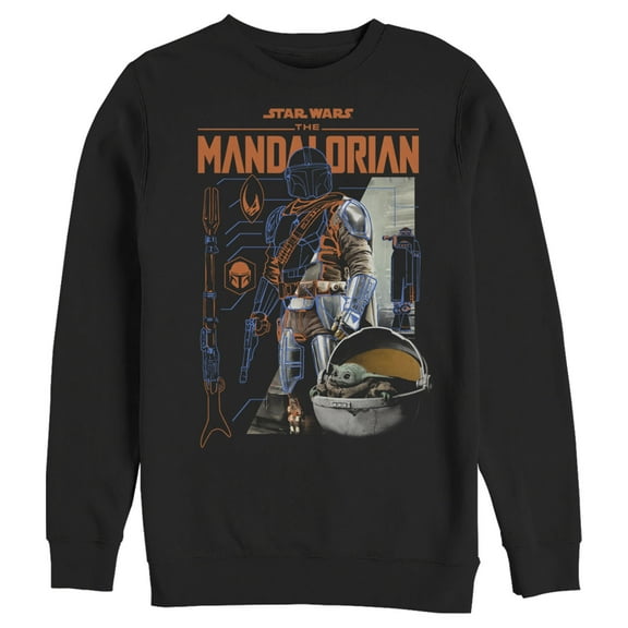 Men's Star Wars: The Mandalorian Din Djarin Schematics  Sweatshirt Black 2X Large