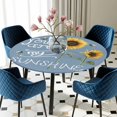 thumbnail image 5 of Elastic Fitted Round Tablecloth, Sunflowers Waterproof Stretch Table Cover for 45"-54" Tables, Modern Bee You Are My Sunshine Blue Washable Outdoor Tablecloths for Patio, Picnic, Camping, 5 of 9