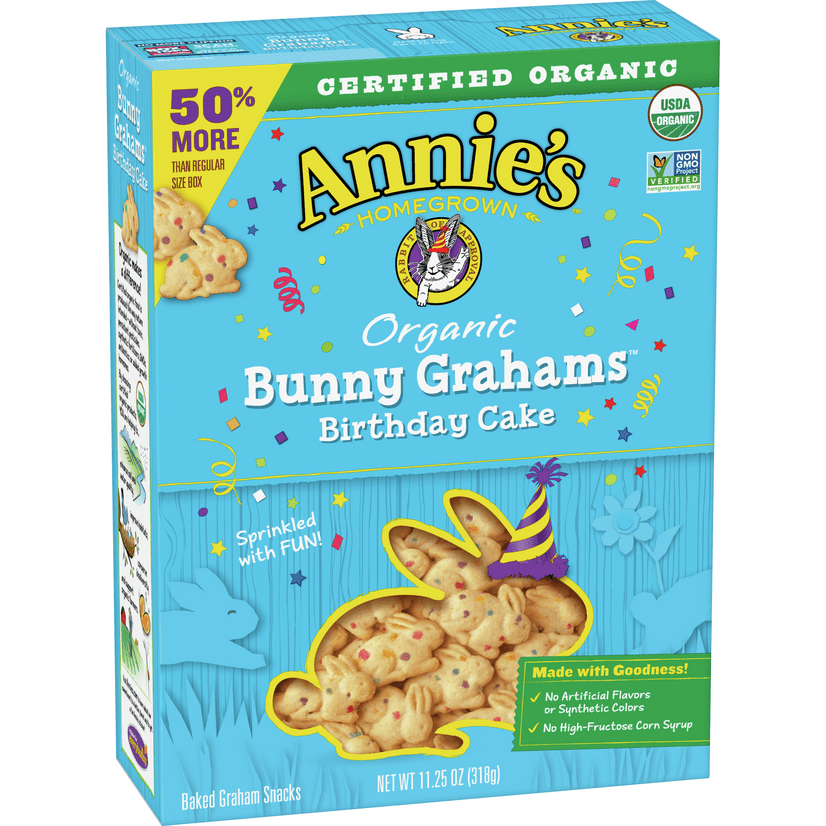 Annie's Birthday Cake Bunnies Vegan Annie's Organic Birthday Cake Whole Grain Bunny Graham Snacks, 11.25 oz