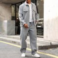 thumbnail image 5 of Yusimy Men's Solid Color 2-Piece Athletic Tracksuit Button-Down Collar Long Sleeve Snap Pocket Sports Pants Casual, 5 of 8