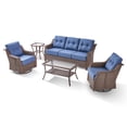 thumbnail image 3 of OPOHORO 5 Pieces Patio Furniture Set with 6" Thick Cushions, Outdoor Rattan Sofa with Coffee Table, Swivel Patio Chairs with Side Table, Weather Resistant Wicker Set for Patio Backyard Porch, Blue, 3 of 13