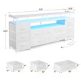 thumbnail image 3 of Afuhokles TV Stand for TVs up to 65 Inch TV, TV Console Table with LED Lights and Charging Station, 11 PU Drawers, White, 3 of 7