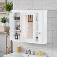 thumbnail image 2 of Tcbosik Modern Wall Mounted Mirror Cabinet with 3 Doors & Metal Handles, White Medicine Cabinet with Adjustable Shelf, 35x28in Bathroom Space Saver, 2 of 9