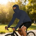 thumbnail image 4 of Havenx Upf 50+ Sun Protection Hooded Shirt for Men Long Sleeve Upf 50+ Shirts with Mask Hooded Uv Protection Rash Guard Thumbhole Outdoor Fishing Lightweight Casual Summer Blouses,Navy XL, 4 of 5