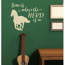 Home Where Herd Is Vinyl Decal Stickers Horse Wall Art Decor Farm Quotes 23x19-Inch Beige