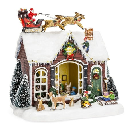 Best Outside Christmas Decorations Best Choice Products Pre-Lit Musical Tabletop Christmas Village Decoration for Fireplace Mantle, Centerpiece with 9 Songs ()