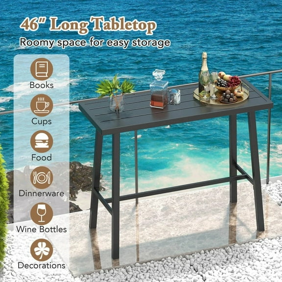 Harmijoy Metal Frame Rectangle Dining Table Accommodates 4-6 People with Foot Pedal