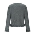 thumbnail image 4 of Women's Solid Color Round Neck Knitted Sweater Button Up Cardigan Top Wave Lace Long Sleeve Round-Neck Cardigan Knit Sweater Fall Winter Trendy Outerwear Travel Clothes Women Fitted Tops, 4 of 9