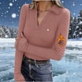 thumbnail image 4 of HongQid Long Sleeve Thermal Shirt for Women Light Fleece Tops Fall V Neck Casual Basic T-Shirts with Thumb Holes, 4 of 9