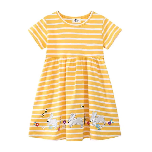 Zshosam Robe Fillette Robe d'Été Boho à Bretelles à Étages avec Poches Taille 2T 3T, (Jaune 2-3 Ans)