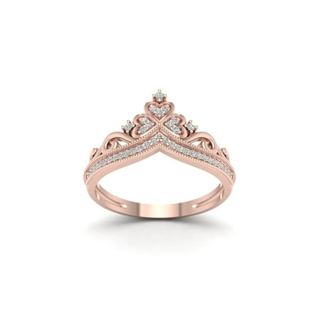1/8ct TDW Diamond 10K Rose Gold Crown Fashion Ring
