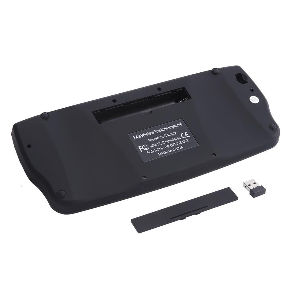 Portable 2.4G Wireless Keyboard with Multimedia Keys and Built-in Trackball Mouse, Mini Small Keyboard for Computer PC Laptop Smart TV, Ergonomic Design for Home Office.
