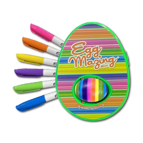 The EggMazing Easter Egg Mini Decorator Kit Arts and Crafts Set - Includes Egg Decorating Spinner and 6 Markers [Packaging May Vary]