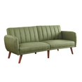thumbnail image 1 of ACME Bernstein Linen Fabric Tufted Adjustable Sofa in Green and Walnut, 1 of 9