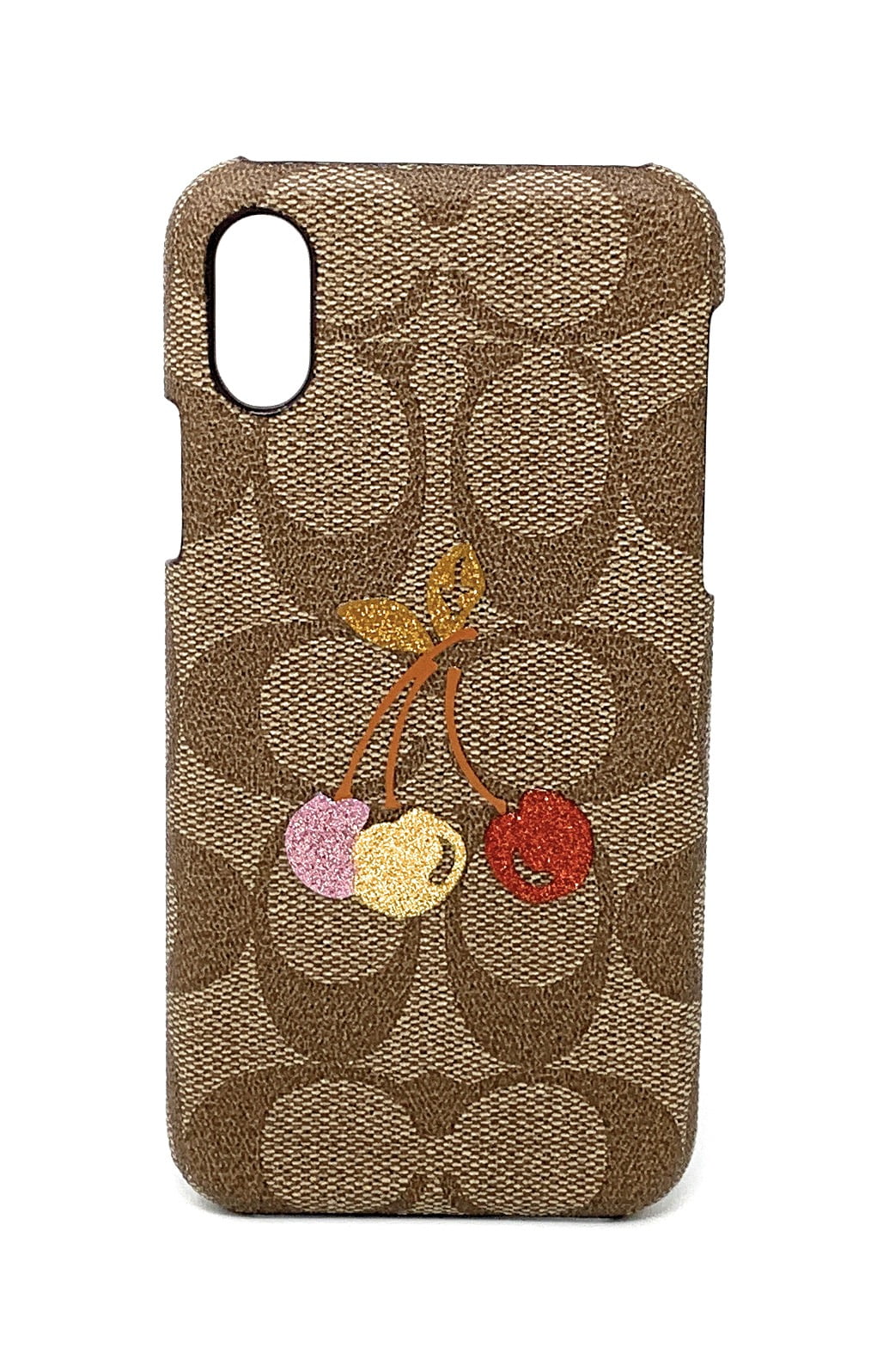 Coach Signature Coated Canvas with Glitter Cherry Phone Case for iPhone