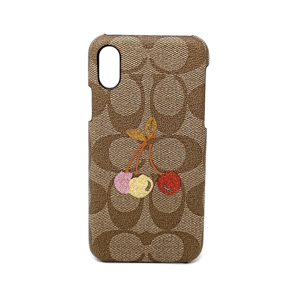 Coach Signature Coated Canvas with Glitter Cherry Phone Case for iPhone