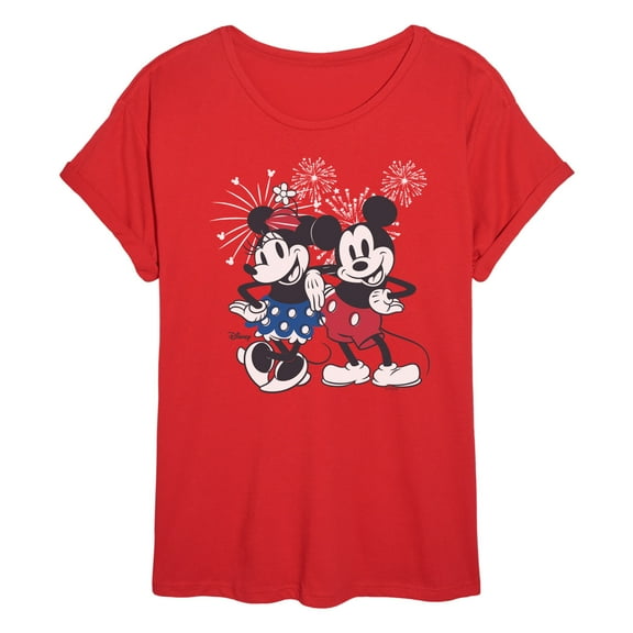 Disney - Mickey Minnie Fireworks - Womens Oversized Graphic T-Shirt