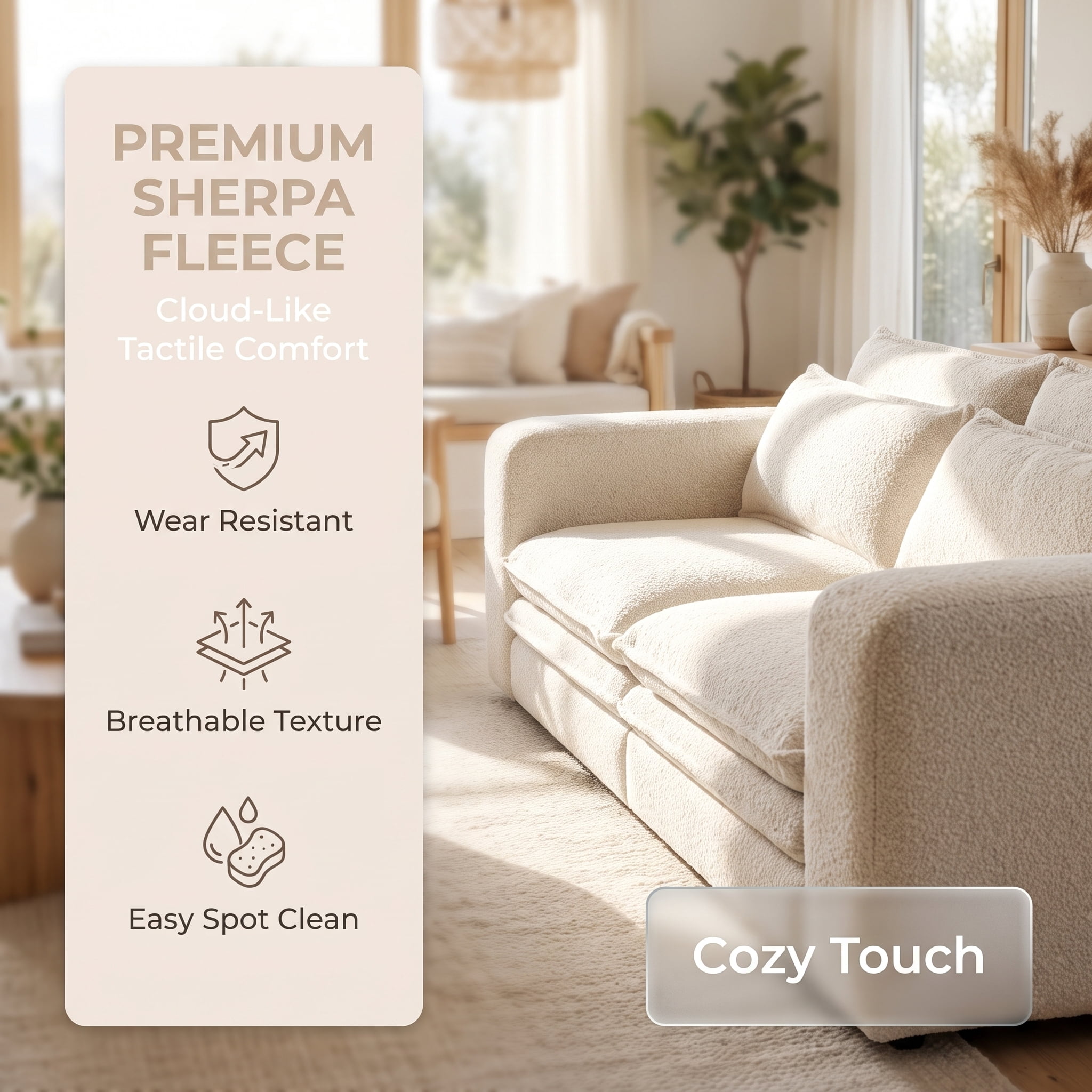 3-in-1 King Size Sleeper Sofa Bed, 93" Sherpa Fleece Pull Out Couch with Wide Armrests & Deep Seat, Modern Convertible Futon Lounge Sofa with 2 Pillows, Beige