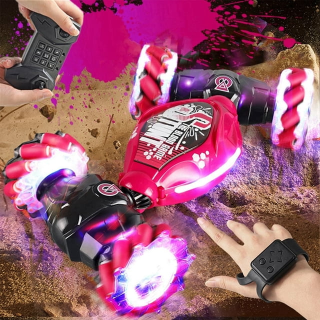 Dsseng Gesture RC Car Large 1 14 Scale 4WD 2.4G Hand Controlled Remote Control Car All Terrains Trucks For Boys Gesture RC Stunt Car For Age 4-12 With Lights Music Slime