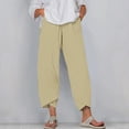 thumbnail image 1 of Women's Summer Comfortable Loose Wide Legged Fashion Solid Color Capris RXIRUCGD Kaki, Taille: L, 1 of 5