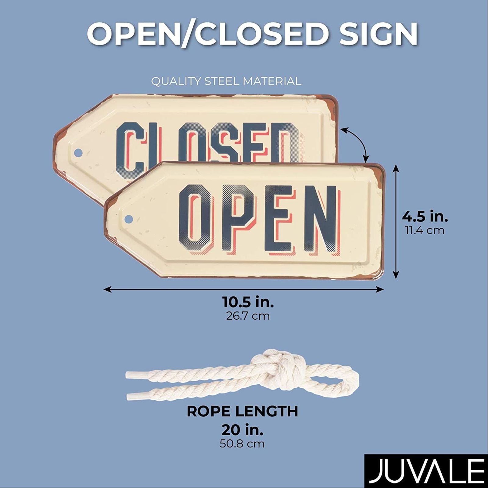 Details about   Reversible Double Sided Metal Open & Closed Sign for Business 10.5"x4.5" White 