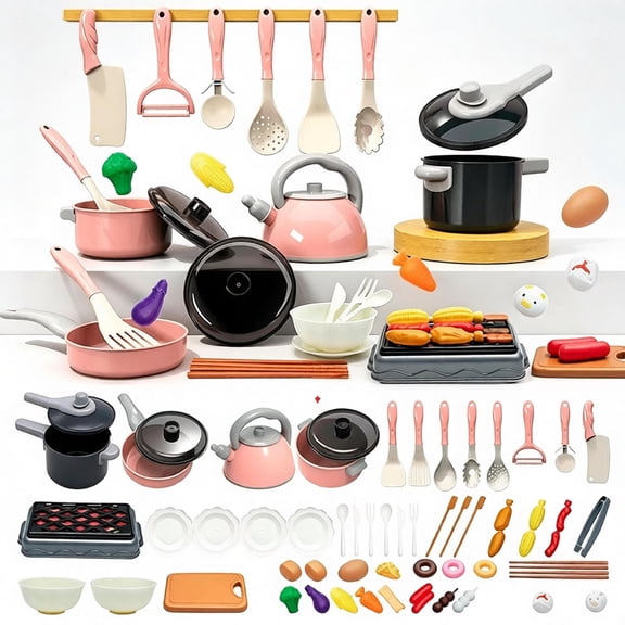 Kids Pretend Play Kitchen Cookware Set,Toddler Play Pots Pans Utensils Stove with Play Food,Educational Imaginative Role Play Kitchen Toys,Birthday Gift for Toddler Boys Girls Ages 3 4 5 6 Years Old