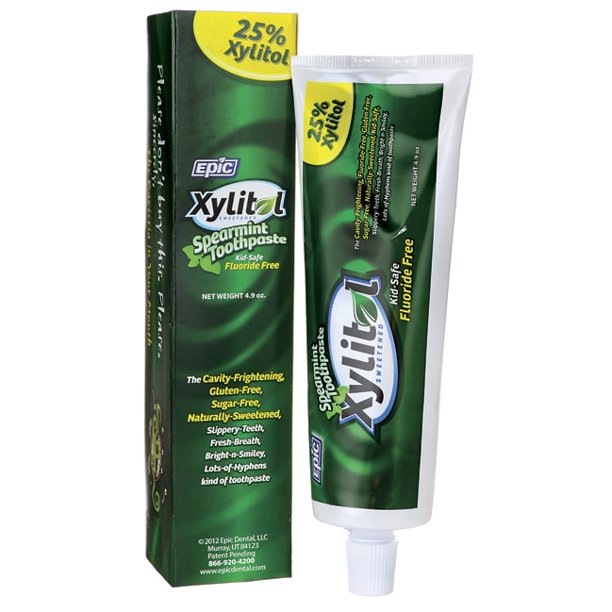 Epic Dental Xylitol Sweetened Spearmint Toothpaste Fluoride Free 4.9 oz