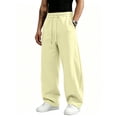 thumbnail image 2 of Men's Baggy Sweatpants Wide Leg Lounge Sweat Pants with Pockets Drawstring Waist Solid Color Jogging Pants L, 2 of 7