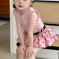 thumbnail image 7 of HWJAD Toddler Girl 2 Piece Outfit Little Girls Ruffle Sleeveless Drawstring Top and Floral Skirt Set Summer Kids Clothes, 7 of 7
