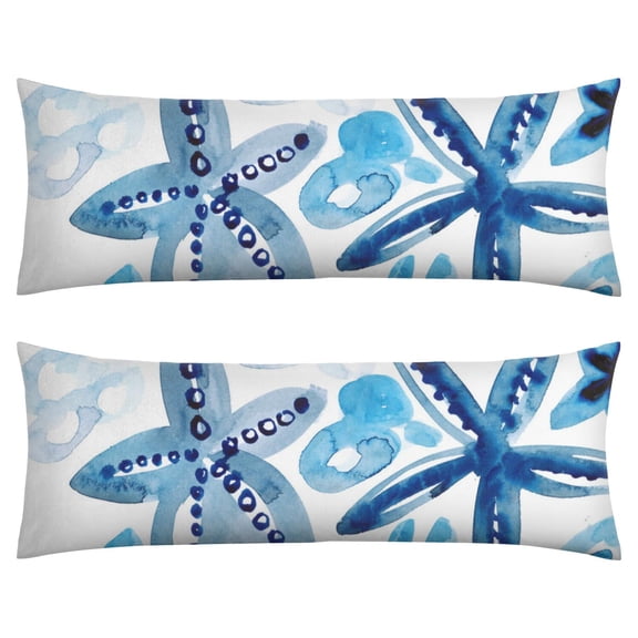 Nautical Summer Body Pillow Cover 20x54 - Soft Breathable Pillow Case with Invisible Zipper, Full Body Support for Maternity, Bed - Sand Seahorse Vintage Style