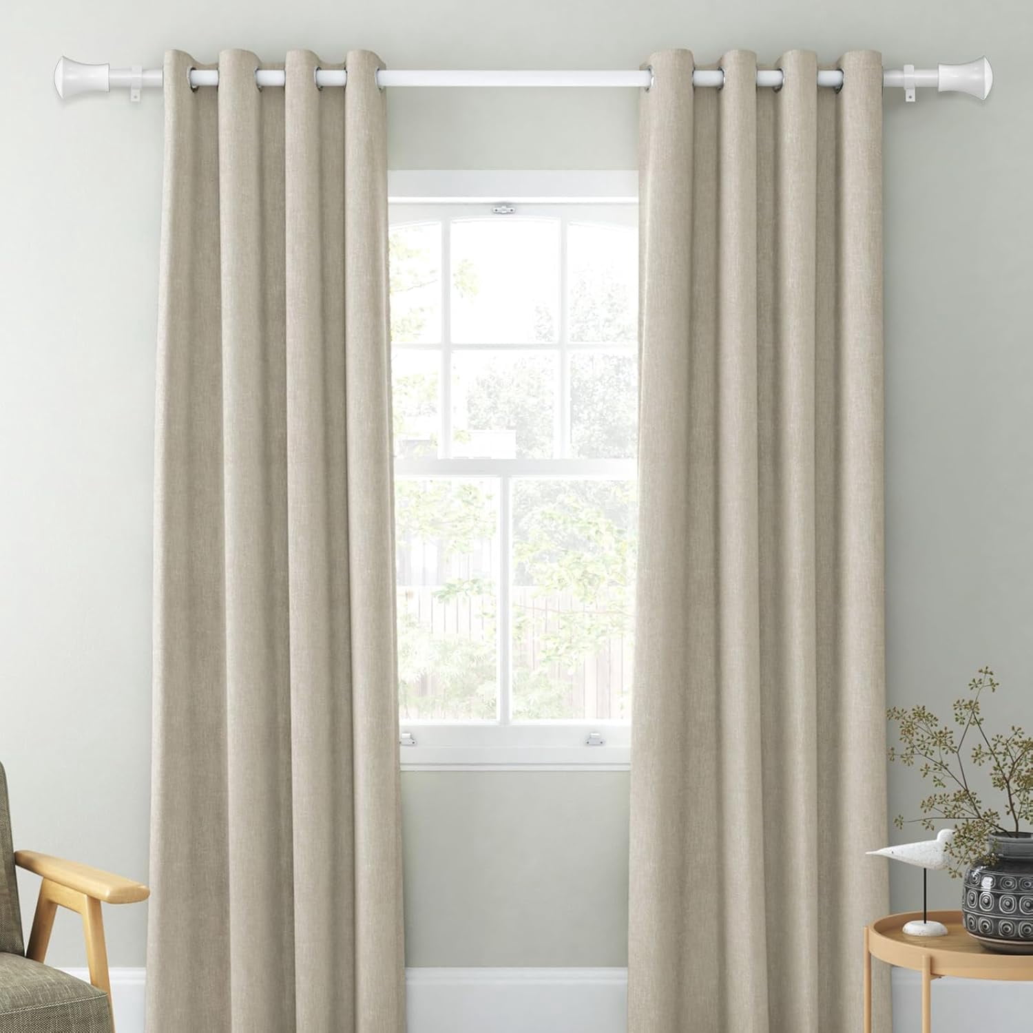 Urbanest Adjustable Single Curtain Rod Set Buckingham Finials – 5/8-Inch Diameter, With Glossy White Rod, 84–120 Inches