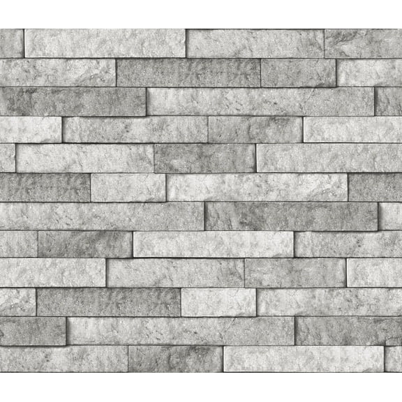 Brewster Home Fashions Grey Stone Peel And Stick Vinyl Backsplash, 108-in by 18, 81 sq. ft.