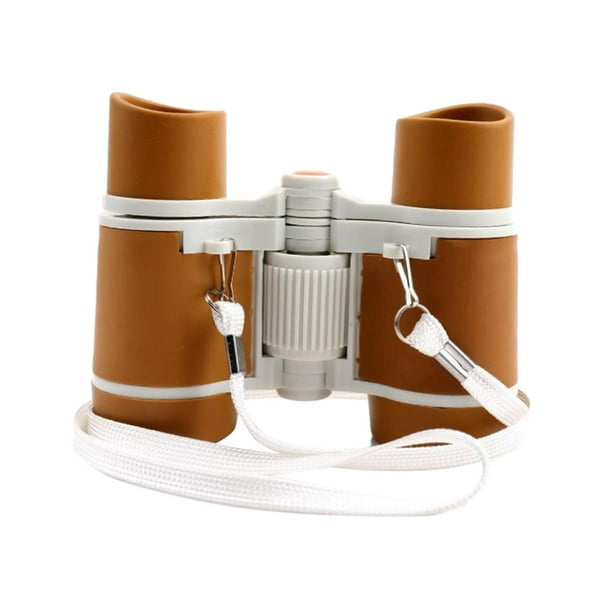 Binoculares para Niños, Juguete Resistente a , Mini Juguetes Binoculares , Observación de Aves, Juguete de Aumento Portátil 4x30 Pa Café Profundo Blanco