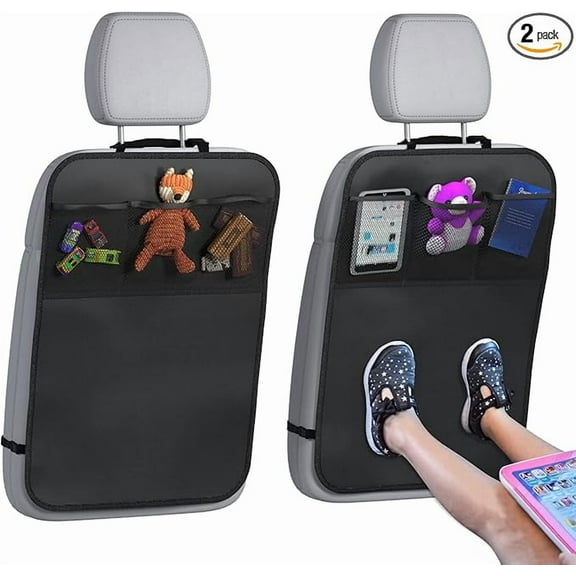 LILTOM kick mats back seat protector for car  with Organizer Waterproof 2-Pack 19"x27" XL