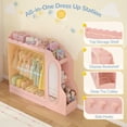 thumbnail image 4 of Curipeer Kids Dress up Storage with Mirror & Bookshelves, Wood Armoire Wardrobe Closet for Bedroom,Pink, 4 of 8
