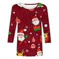 thumbnail image 4 of Mifsaly Christmas Shirts for Women Plus Size 3/4 Sleeve Pullover Tops Crewneck Xmas Funny Printed Classic T-Shirts Bright and Merry Festival Party Blouse 2025 Holiday Gifts Outfits, 4 of 5