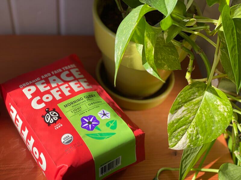 (Pack of 6), Peace Coffee Organic Morning Glory Signature Blend Coffee — Whole Bean, 12 oz