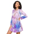 thumbnail image 3 of FORMRS Womens Long Sleeve Nightgowns Crew Neck Sleep Shirt Soft Pajamas Sizes S-3XL, Pastel Pink Marble Pattern, 3 of 8