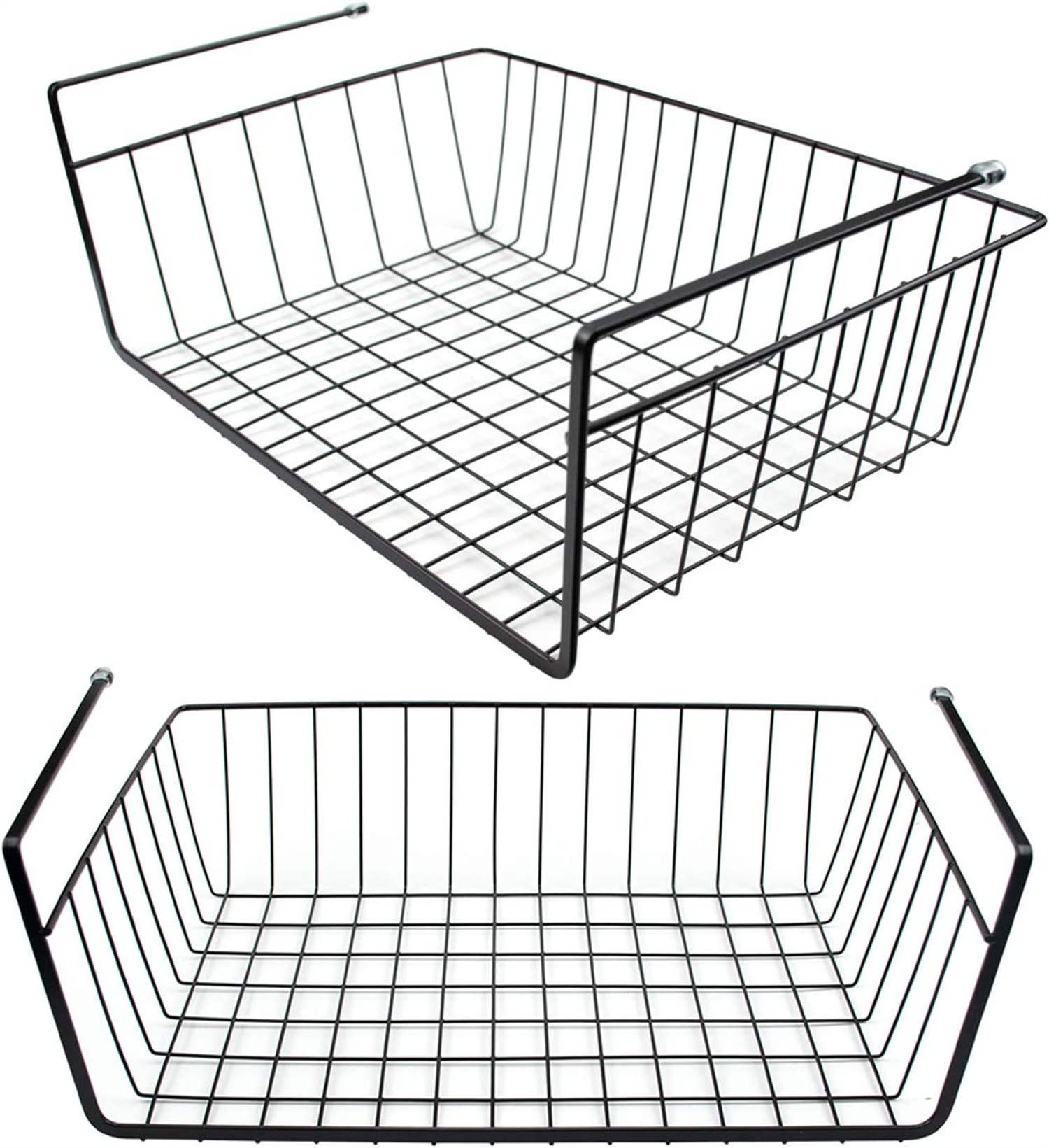 Casewin 1 Pack Black Under Shelf Wire Basket, Hanging Storage Baskets