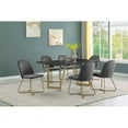 thumbnail image 4 of 7pc Black Wood Top Dining Set with Gray Velvet Chairs and Gold Base, 4 of 5
