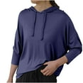 thumbnail image 2 of HUPOM Sweatshirts Women V-Neck Flap Cocktail & Party Hoodie Pajamas Dance Navy M, 2 of 7
