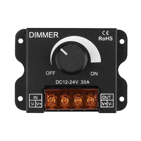 LED Strip Dimmer Controller DC 12V/24V 30A Pwm Rotary Knob Adjustment for Monochrome Lighting