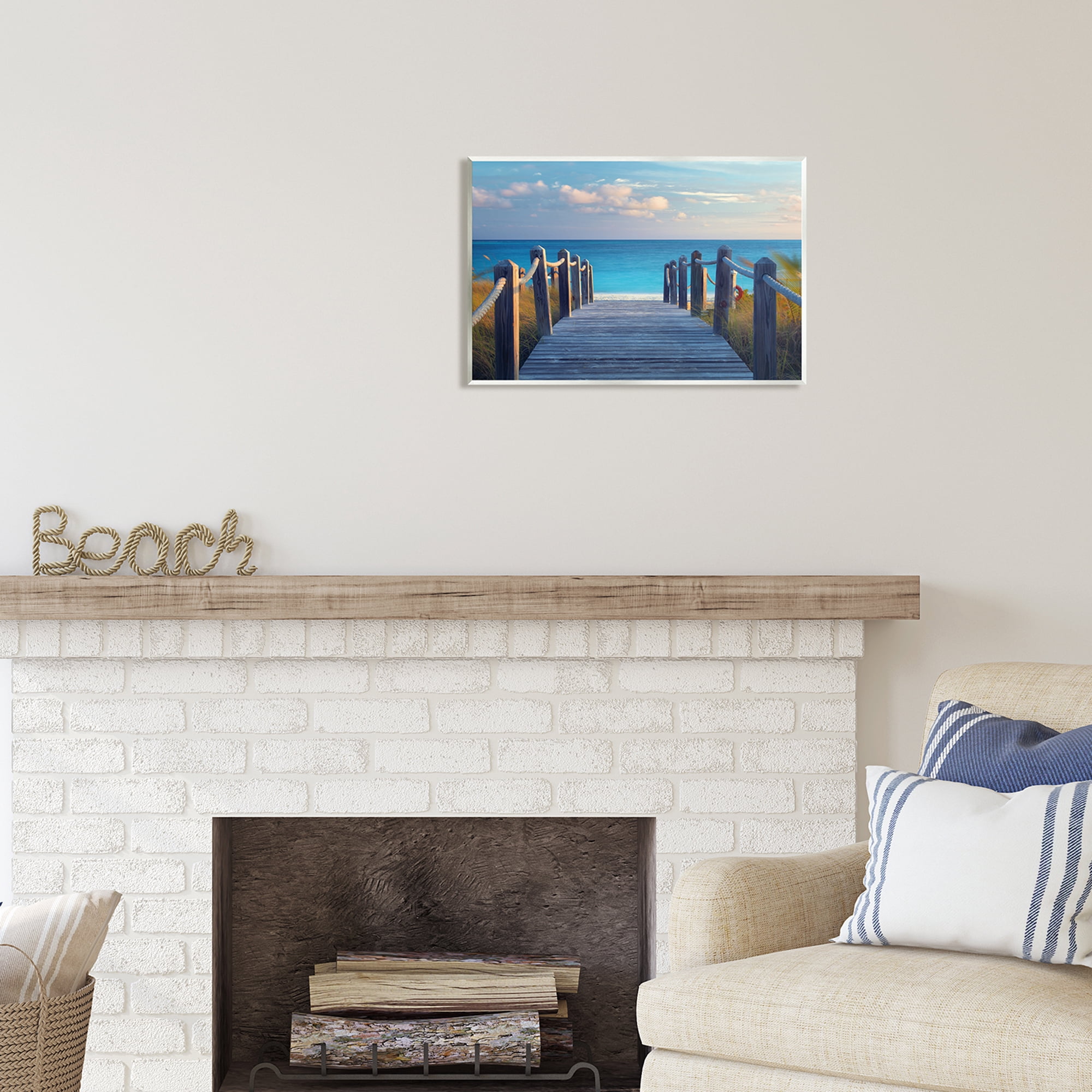 Stupell Industries Summer Boardwalk Beach View Coastal Photography Unframed Art Print Wall Art