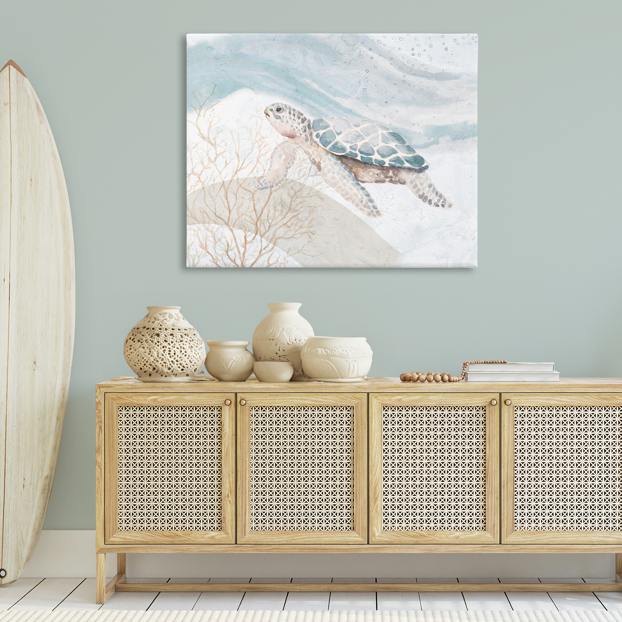 Stupell Industries Turtle on Brushed Pattern Animals & Insects Painting Gallery Wrapped Canvas Art Print Wall Art, 48 x 36