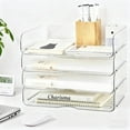 thumbnail image 2 of 4-Tier Large-Capacity Paper Organizer, Clear Stackable Desk Organizer & Acrylic Paper Tray, Transparent & Easy Access,Desk File Organizer for Home Office & School, 2 of 4