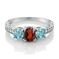 thumbnail image 2 of Gem Stone King 2.69 Ct Oval Red Garnet Blue Zircon 925 Sterling Silver Moissanite Ring (Size 5), 2 of 4