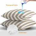 thumbnail image 4 of Throw Pillow Covers 20x20 Inch Set of 2, Beige Striped Waterproof Outdoor Pillow Covers, Modern Farmhouse Beige White Stripes Decorative Cushion Pillowcases for Couch, Sofa, Bed, Garden, Patio, 4 of 9