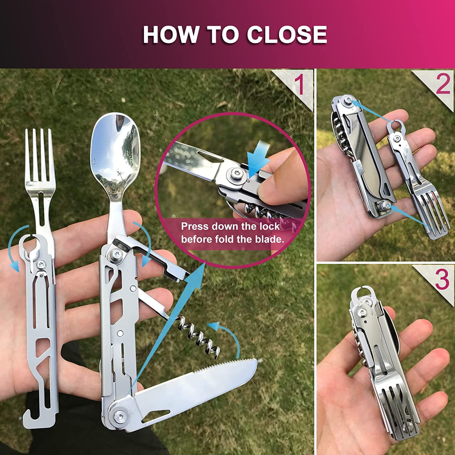 Topbooc Portable Stainless Steel Flatware Set, Travel camping