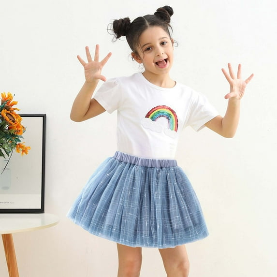 AURIGATE Toddler Baby Girl Skirt Toddler Girls Cute Party Dance Solid Color Embroidery Net Yarn Tulle Princess Dress Skirt