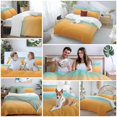 thumbnail image 6 of Teal Orange Ombre Bedding 3 Piece Duvet Cover Set Twin Size, Modern Geometric Striped Abstract Art Soft Microfiber Comforter Cover with Zipper Closure & Pillowcases, FadeResistant Quilt Cover, 6 of 9